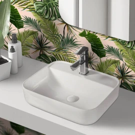 Lavabo da appoggio Feridras 50 cm bianco lucido