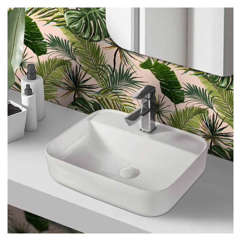 Lavabo da appoggio Feridras 50 cm bianco lucido