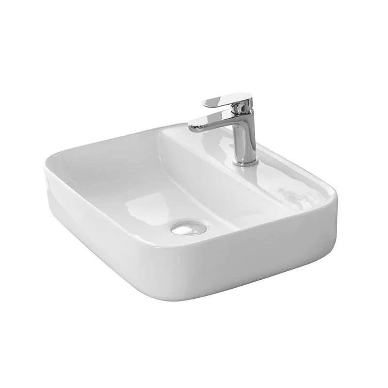 Lavabo da appoggio Feridras 50 cm bianco lucido
