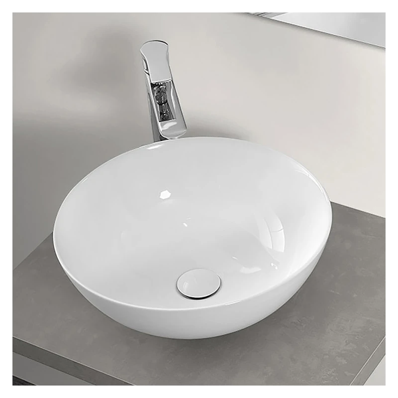 Lavabo da appoggio in ceramica bianco lucido Ø40 cm