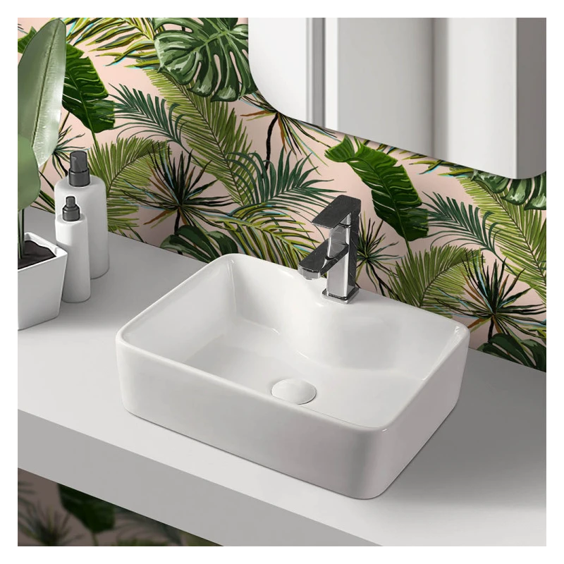 Lavabo Feridras L48 bianco lucido sospeso/appoggio
