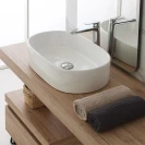 Lavabo appoggio Feridras in ceramica bianco L55