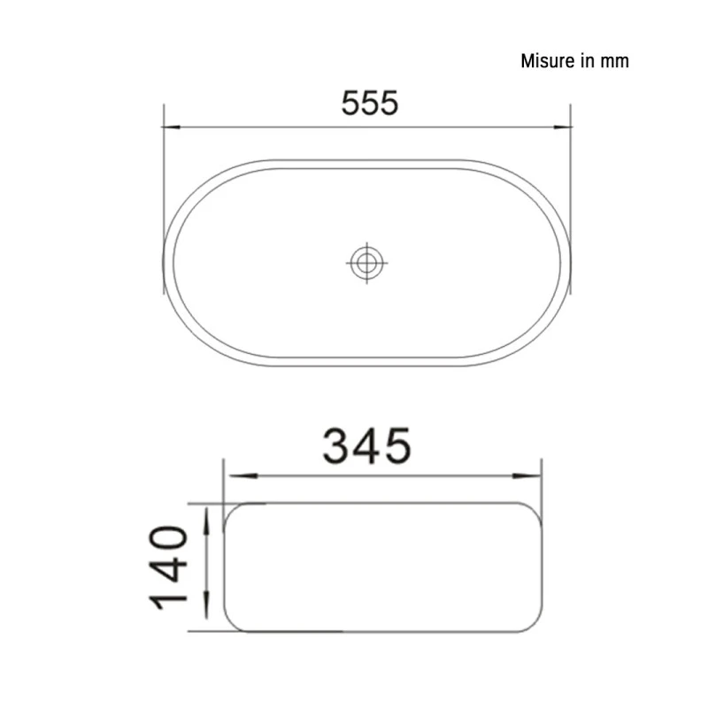Lavabo appoggio Feridras in ceramica bianco L55