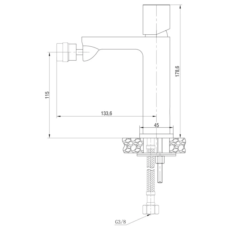 Miscelatore bidet Lotus Feridras spazzolato