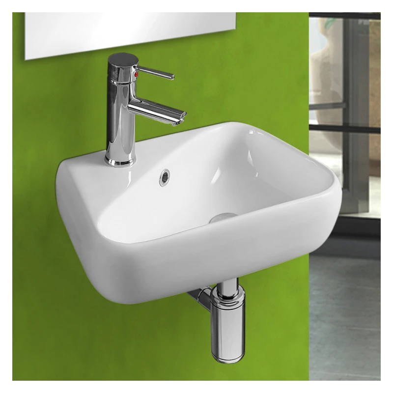 Lavabo sospeso Feridras 45 cm in ceramica bianco