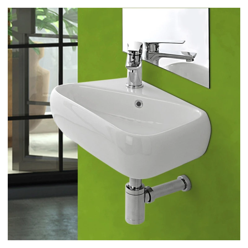 Lavabo sospeso Feridras 45 cm in ceramica bianco