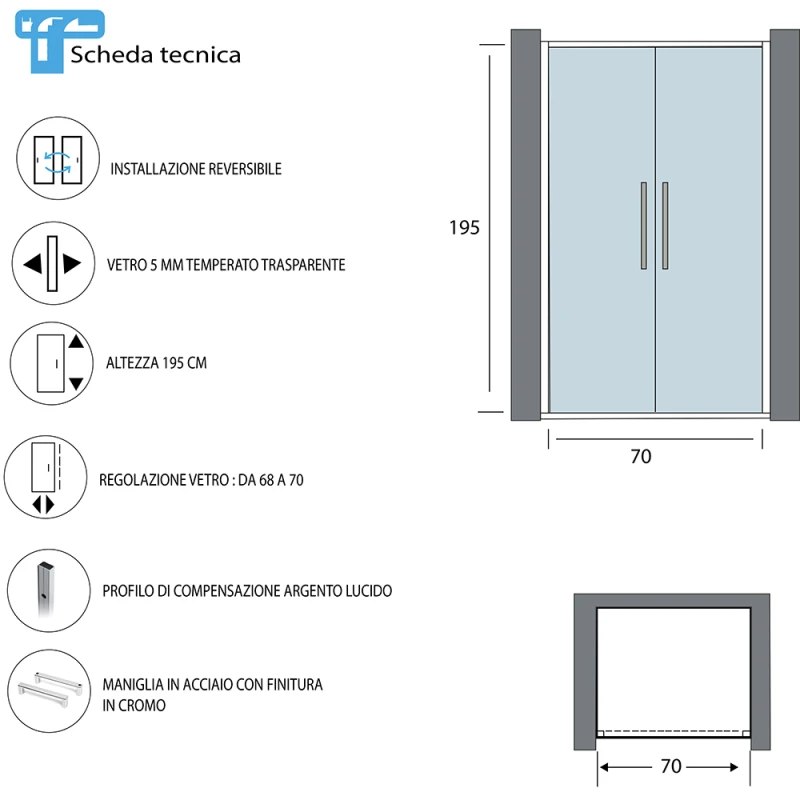 Porta Saloon Feridras Linea Royal 70 cm cromata