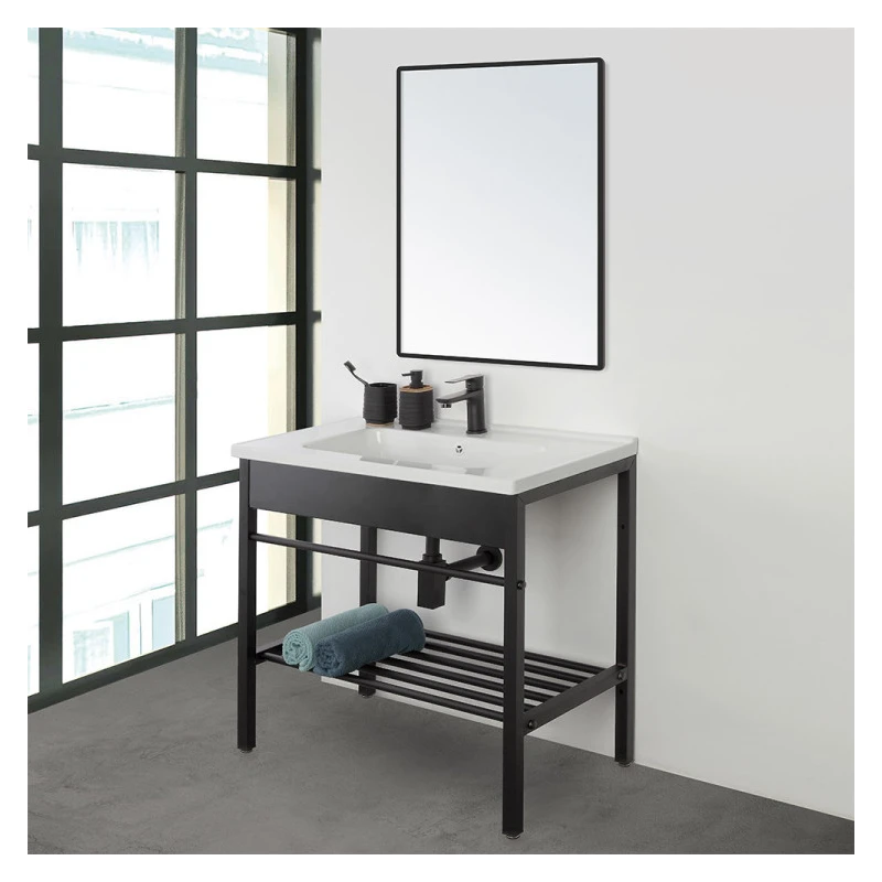 Feridras Borg: mobile bagno 60 cm in metallo nero