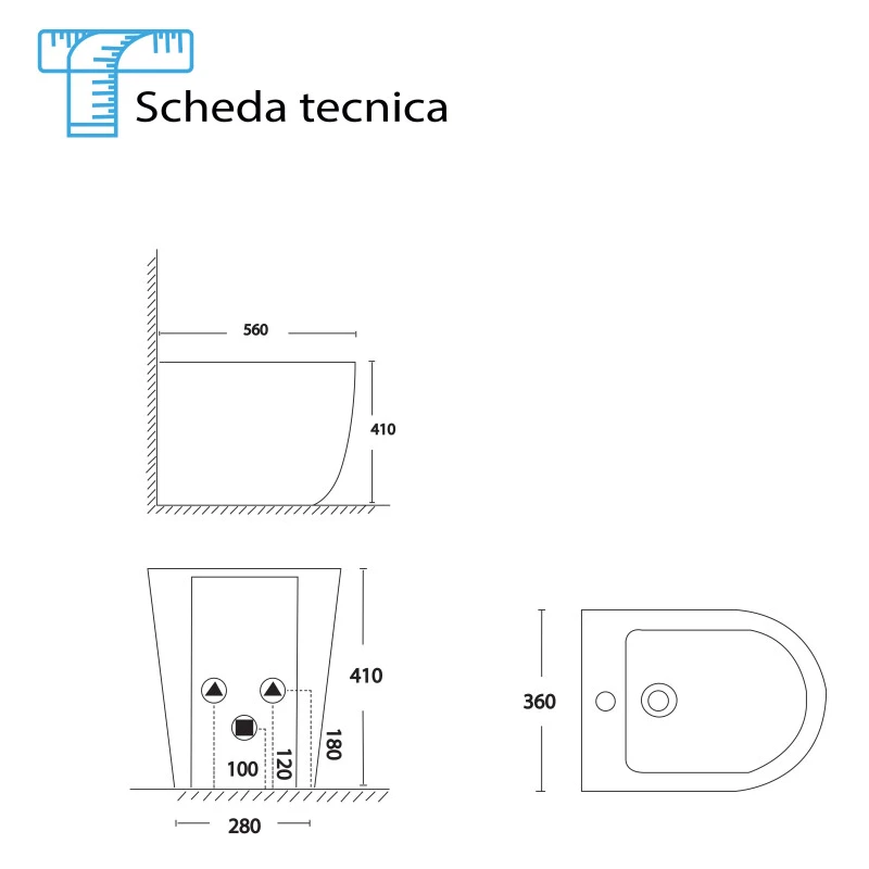Bidet Feridras Spin in ceramica bianco lucido