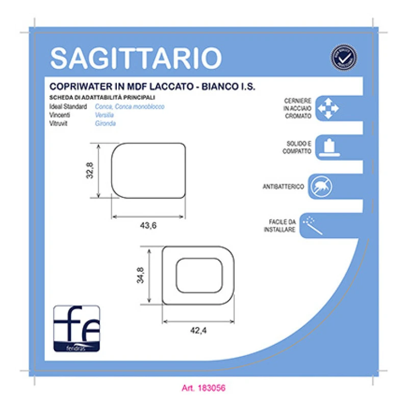 Copriwater Feridras Sagittario in MDF bianco