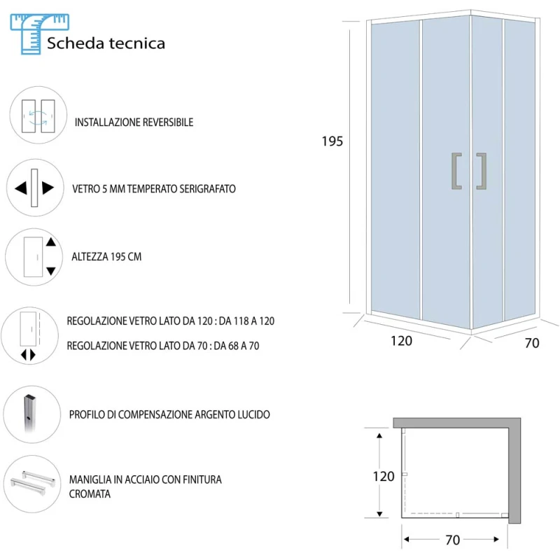 Box doccia angolare Feridras T-Special 120x70 cm