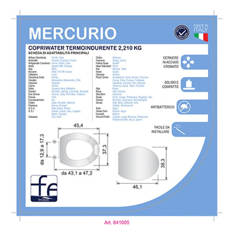 Copriwater Mercurio Feridras con chiusura Soft Close