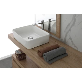 Lavabo da appoggio Feridras in ceramica bianco lucido