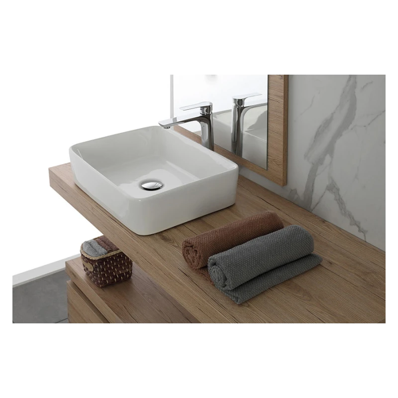 Lavabo da appoggio Feridras in ceramica bianco lucido