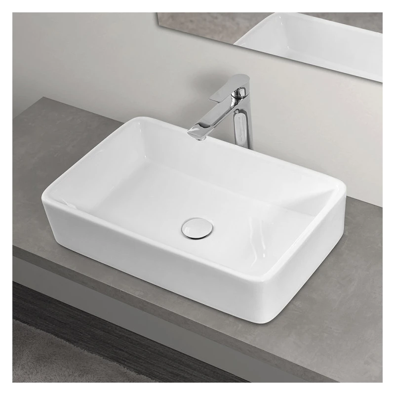 Lavabo da appoggio Feridras in ceramica bianco lucido