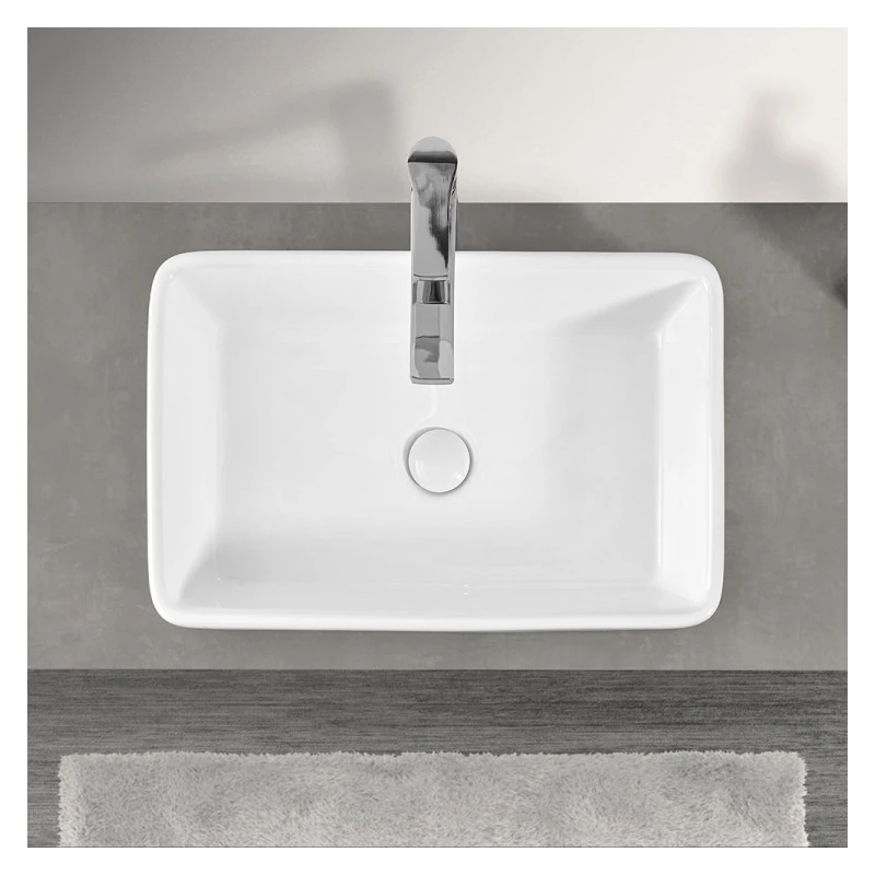 Lavabo da appoggio Feridras in ceramica bianco lucido