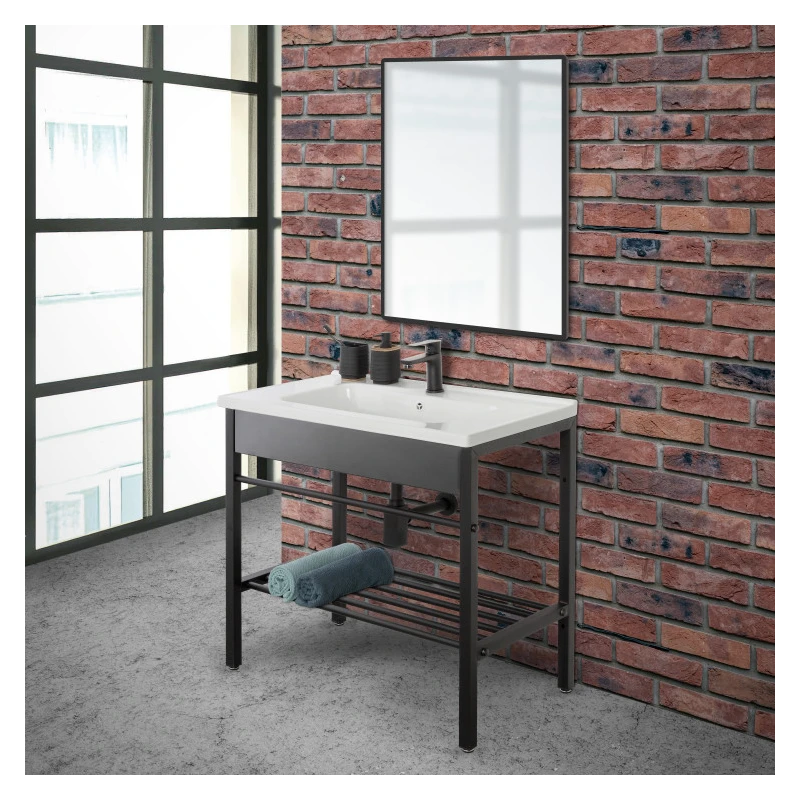 Mobile bagno Feridras Borg 80 cm in metallo nero