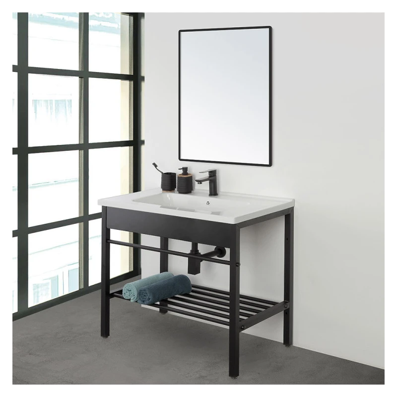 Mobile bagno Feridras Borg 80 cm in metallo nero