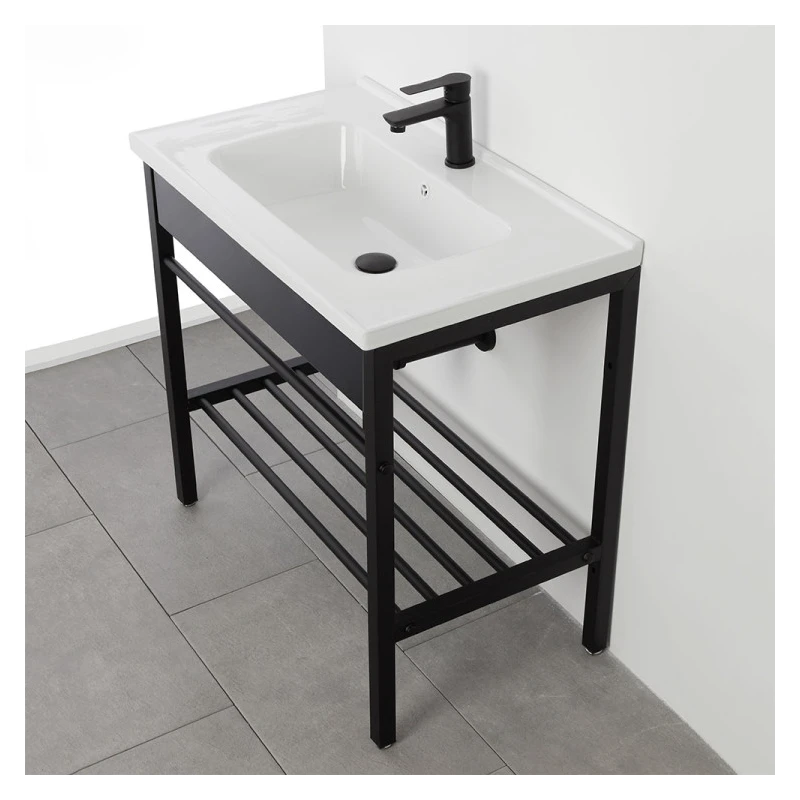 Mobile bagno Feridras Borg 80 cm in metallo nero