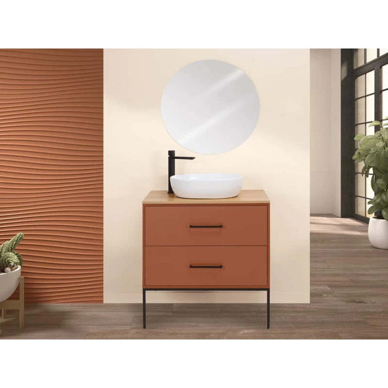 Mobile bagno Venus Feridras 80 cm sospeso terracotta