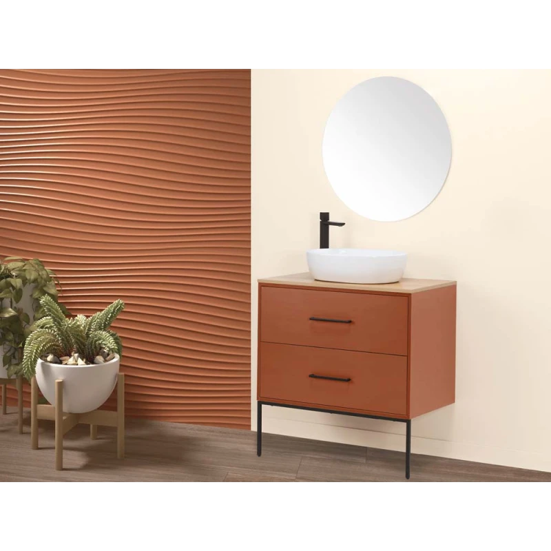 Mobile bagno Venus Feridras 80 cm sospeso terracotta