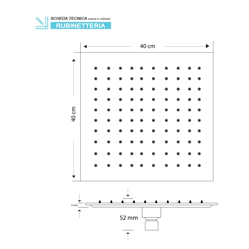 Soffione Feridras Platinum 40x40 cromo