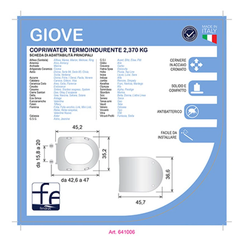 Copriwater Giove Feridras con sistema Soft Close