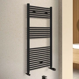 Termoarredo dritto nero opaco 120x50 cm interasse 45 cm