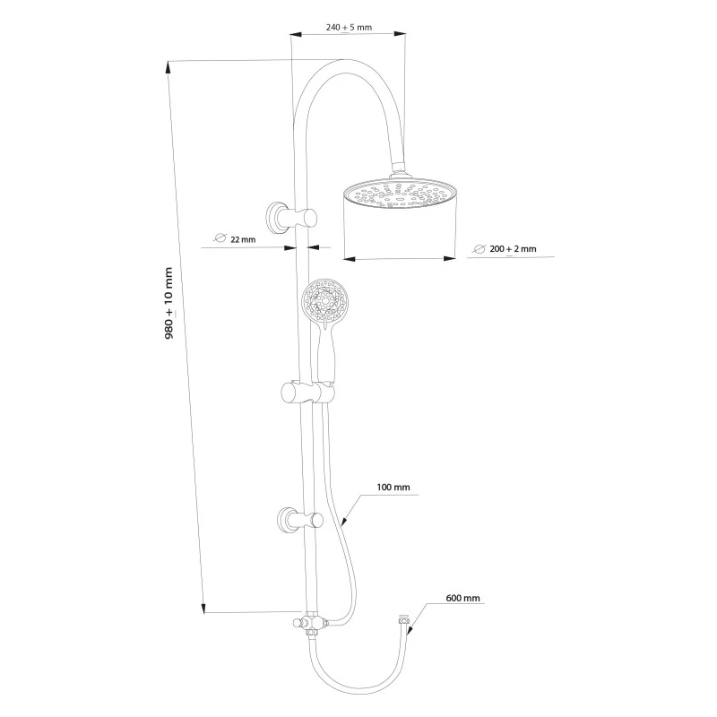 Colonna doccia Feridras Platinum cromata 102 cm