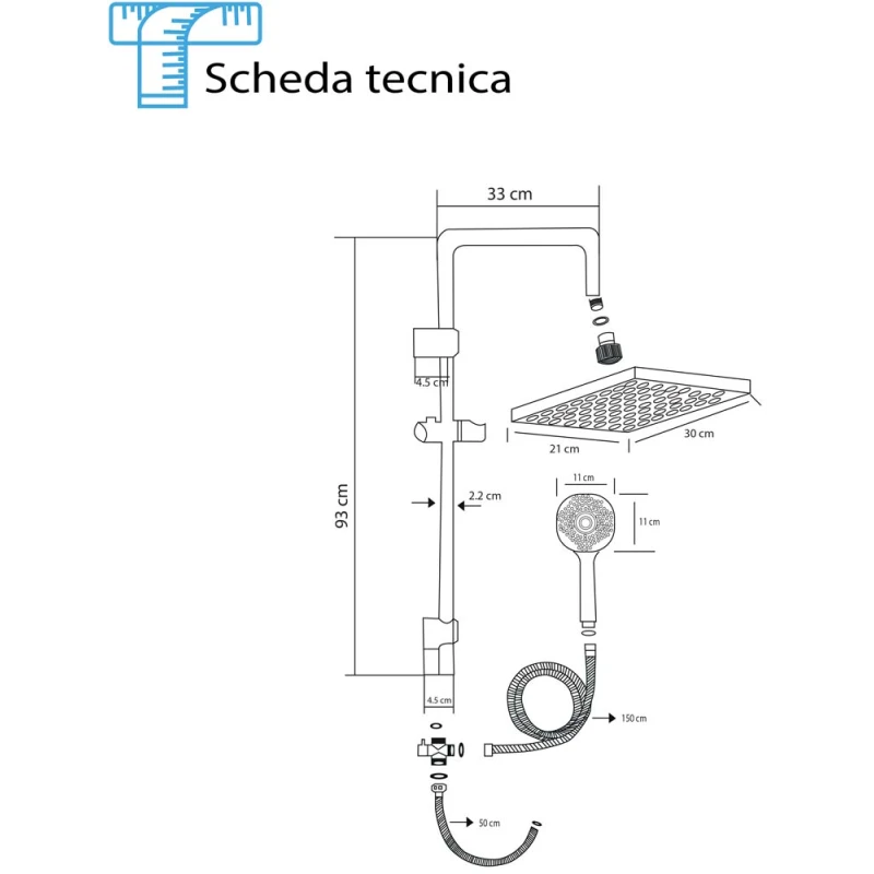 Colonna doccia Feridras Platinum 93 cm cromata con soffione