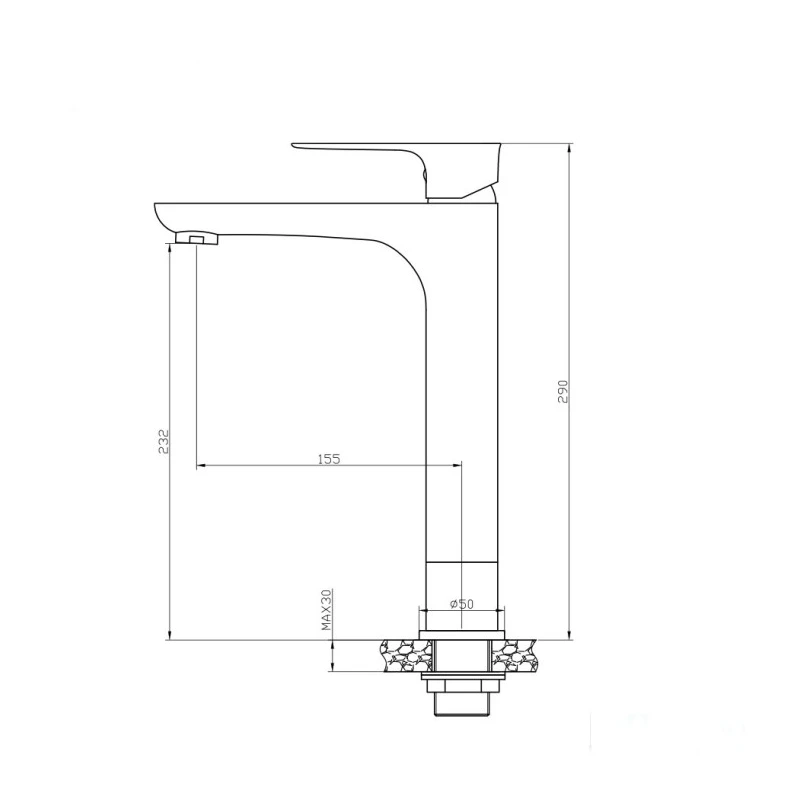 Miscelatore lavabo alto Feridras Flat nero opaco