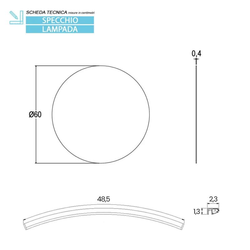 Specchio tondo Feridras Luce 80 cm con lampada
