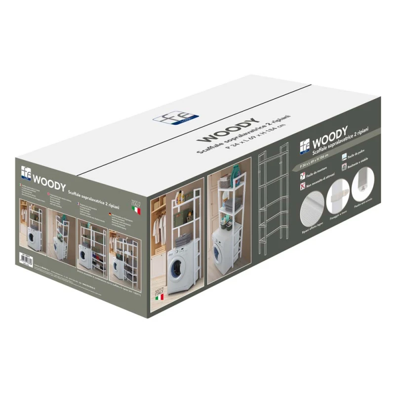 Scaffale sopralavatrice Woody Feridras in bianco effetto legno