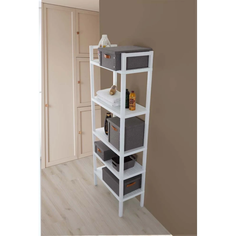 Scaffale Woody Feridras bianco effetto legno 69x34x115