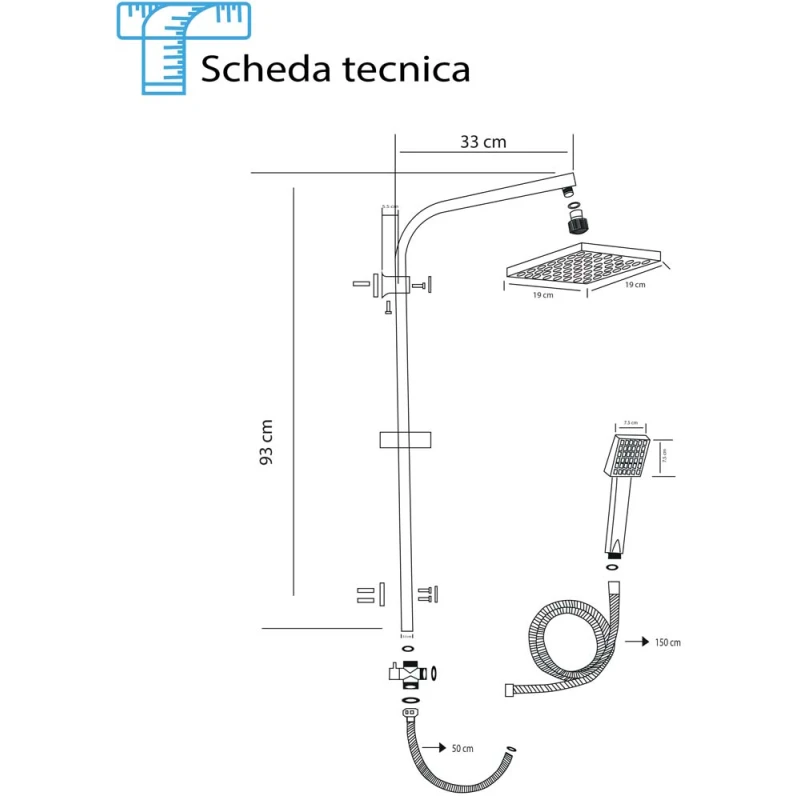 Colonna doccia Feridras Platinum nero opaco