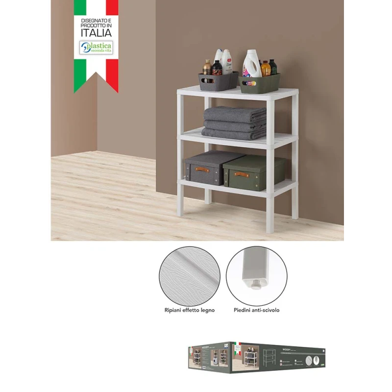 Scaffale Woody Feridras 3 ripiani effetto legno
