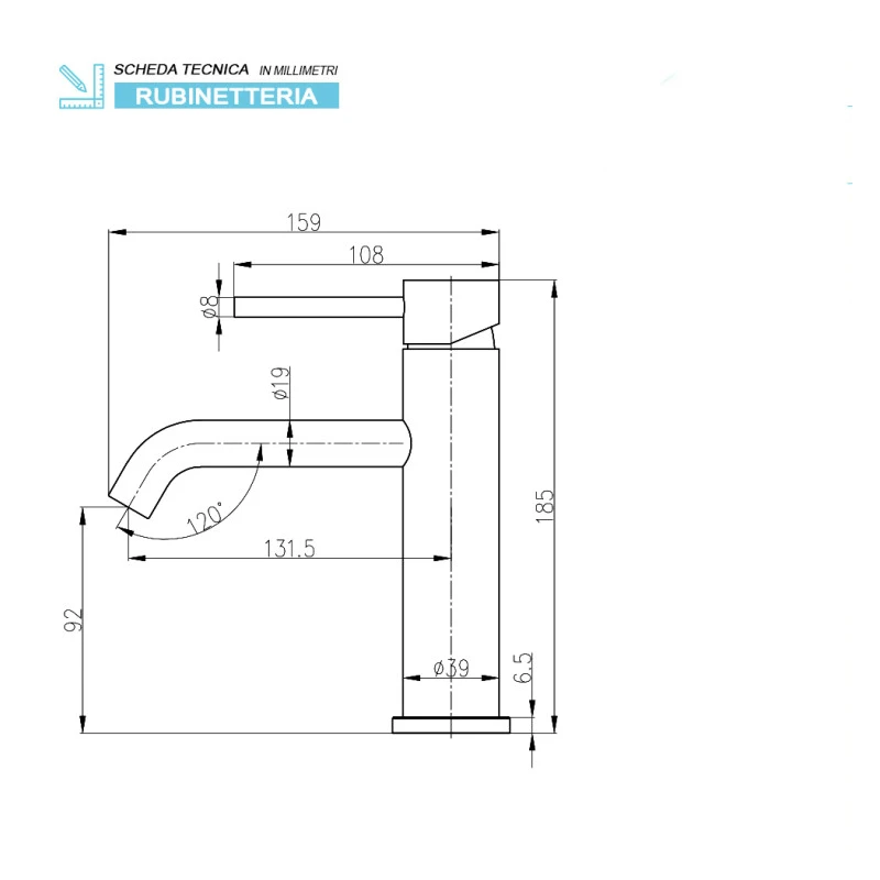 Miscelatore Lavabo Feridras Nuego in acciaio inox