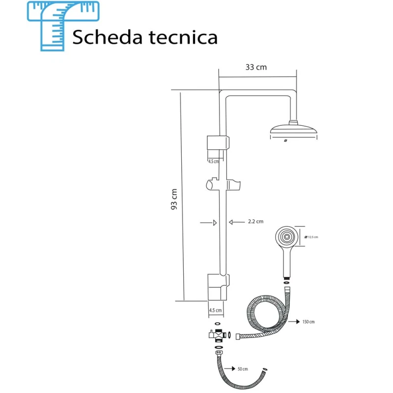 Colonna doccia Feridras Platinum cromata 93 cm