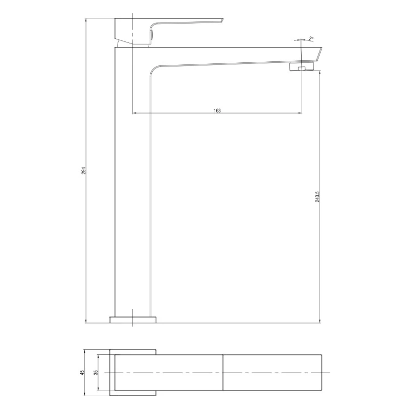 Miscelatore lavabo alto Quatra Feridras in cromo