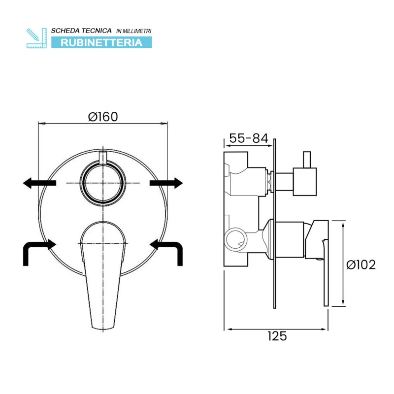 Miscelatore doccia Iris Feridras cromato con deviatore