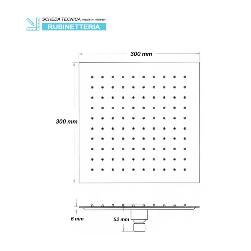 Soffione quadrato Feridras Platinum 30x30 cromo lucido