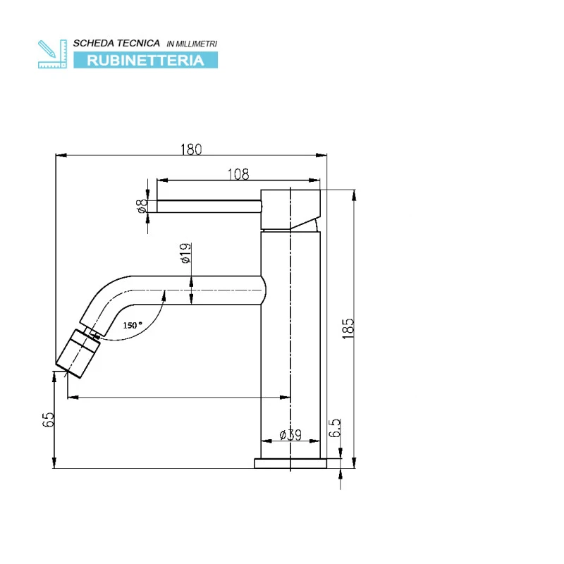 Miscelatore bidet Feridras Nuego in acciaio inox