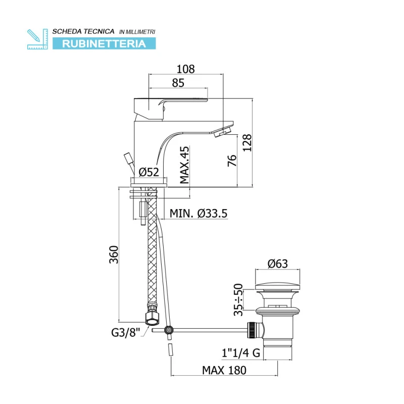 Miscelatore lavabo Feridras Iris cromato