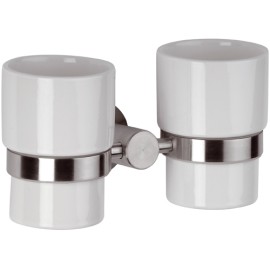 Portabicchiere doppio in ceramica - serie minimal inox Remer MI16INOX