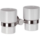 Portabicchiere doppio in ceramica - serie minimal inox Remer MI16INOX
