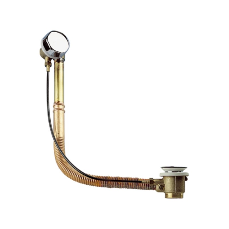 Colonna di scarico automatico con filo esterno e tubo in rame cm 70, per vasca ad angolo Remer 96VA