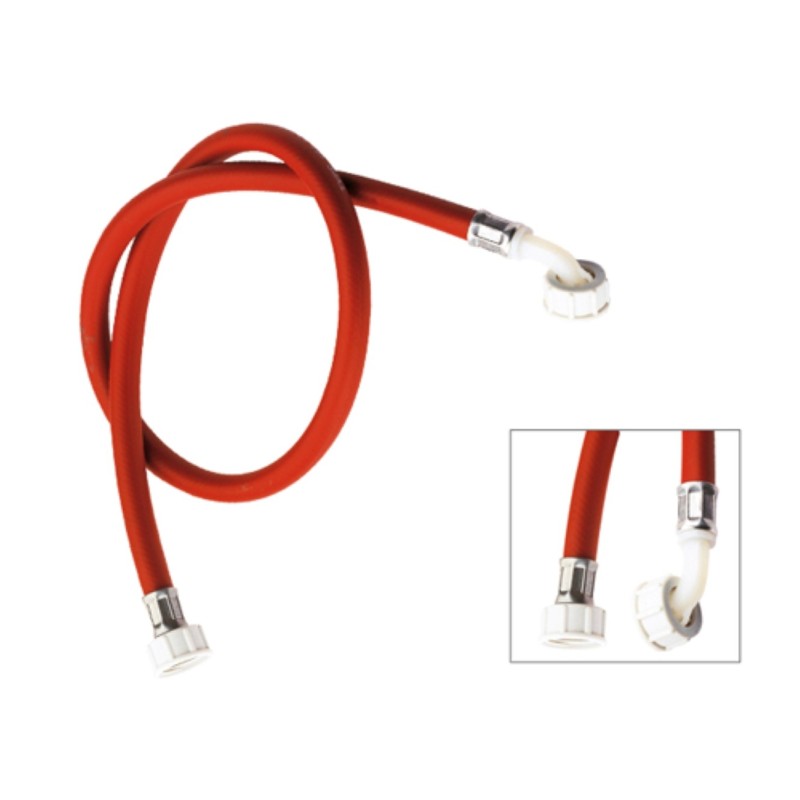 Tubo di carico per lavatrice, colore rosso con curvetta 150 cm RR 291150RS