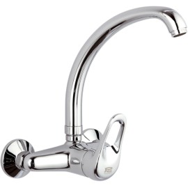 Rubinetto per lavello a muro con leva frontale e bocca alta girevole - serie kiss Remer K432