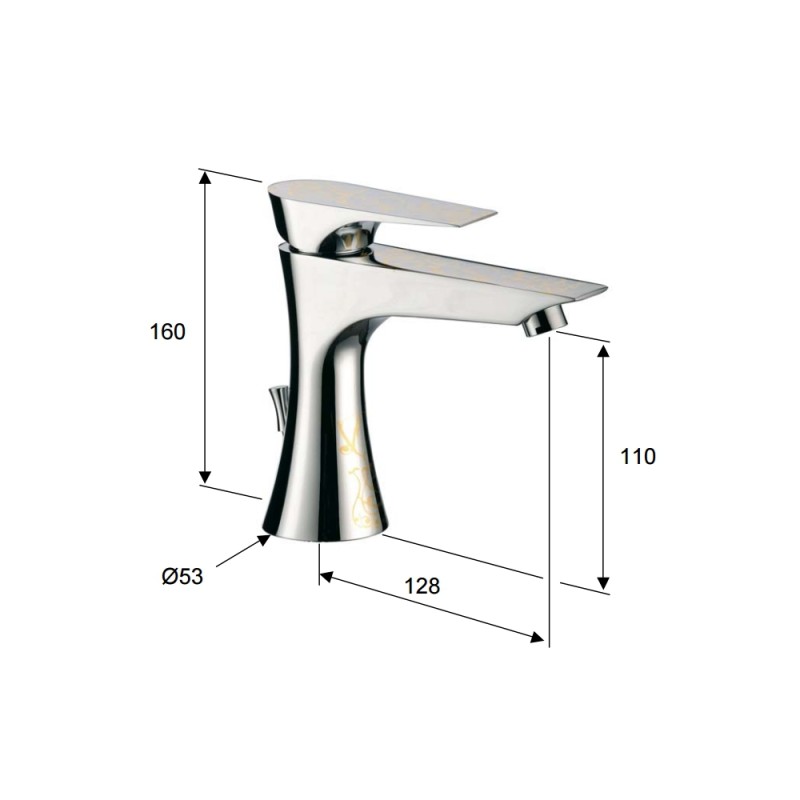 Diva rubinetto miscelatore per lavabo design moderno senza scarico Daniel Rubinetterie DV606CR
