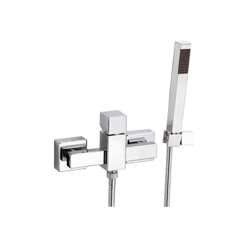 Miscelatore estreno doccia design squadrato, dotato di kit completo doccia. serie cube waterfall di daniel rubinetterie Danie...